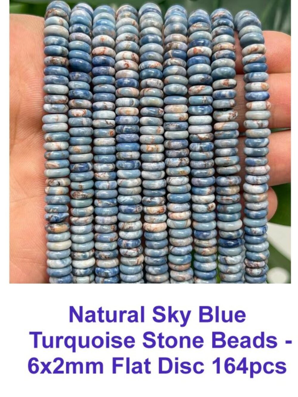 LOMUINE Natural Sky Blue Turquoise Stone Beads - 6x2mm Flat Disc 164pcs